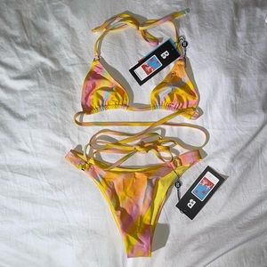 Blackbough bikini swimsuit set NWT Chloe Wrap string top and high Waisted Bottom